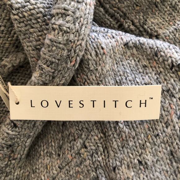 Lovestitch NWT Sweater Gray Open Knit Hooded Long Sleeve Loose Womens M/L - Picture 8 of 12